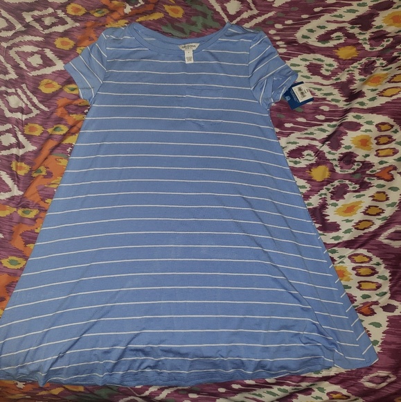 Blue and white striped A Line dress - Picture 1 of 2